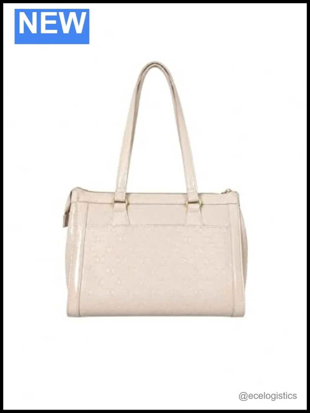 Embossed Faux Leather Satchel Shoulder Bag with Faux Fur Charm